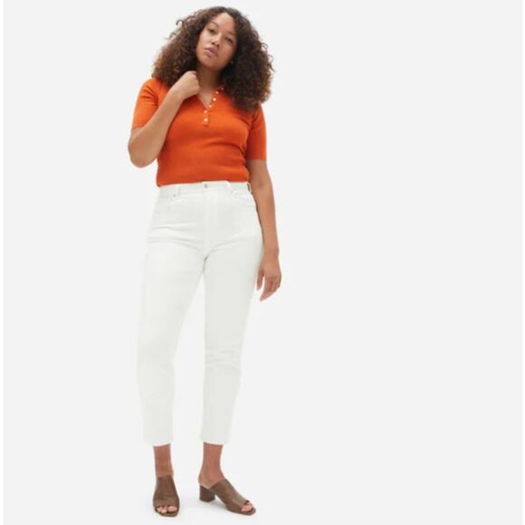 Everlane Curvy Cheeky Jeans High Waist Straight Leg Stretch White Size 31 - Picture 1 of 12